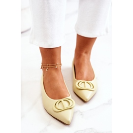 PS1 Läderballerinor i Rachelles ljusgröna spets gul 1