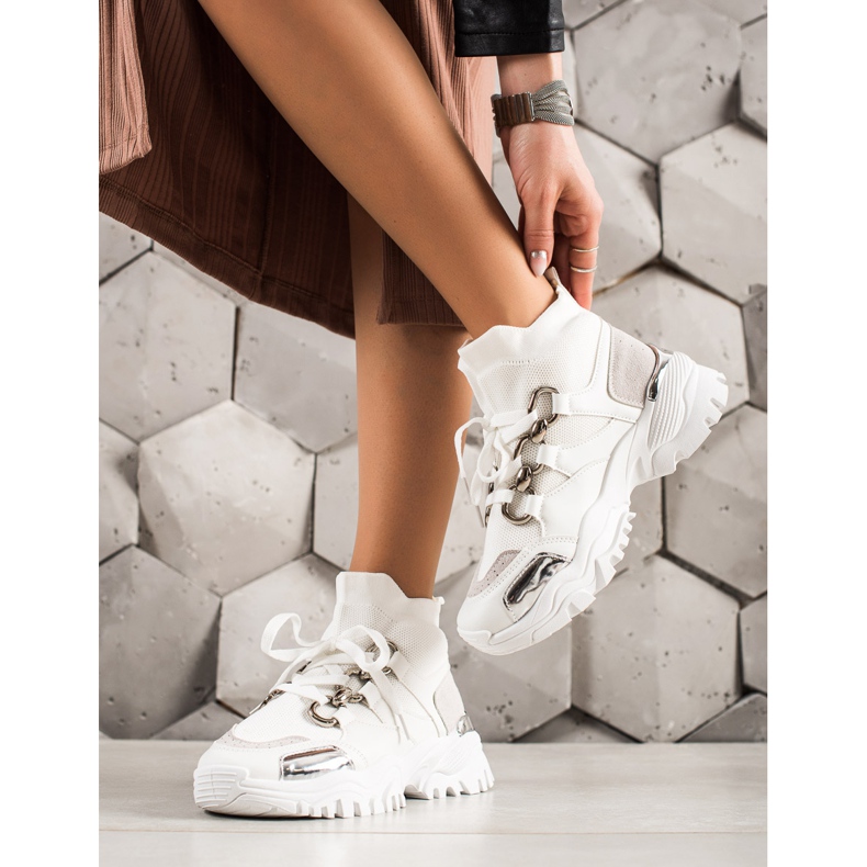 TRENDI Mode sneakers vit silver- grå 1