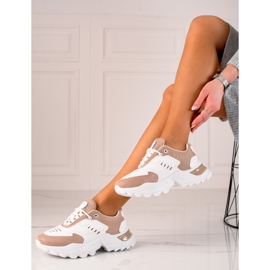 TRENDI Sneakers med mesh beige vit 1