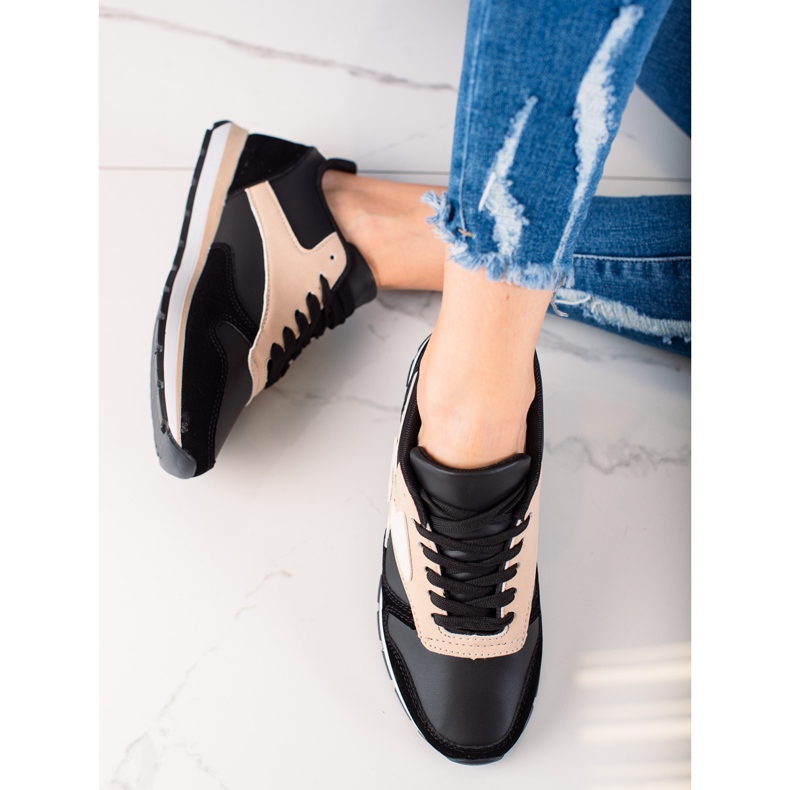 TRENDI Casual sportskor beige svart 1