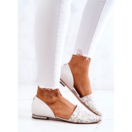 Eleganta läderballerinor Laura Messi 1110 Beige vit 1