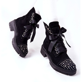 Suede Boots Workery Lewski Shoes Tied 3069 Black svart 2