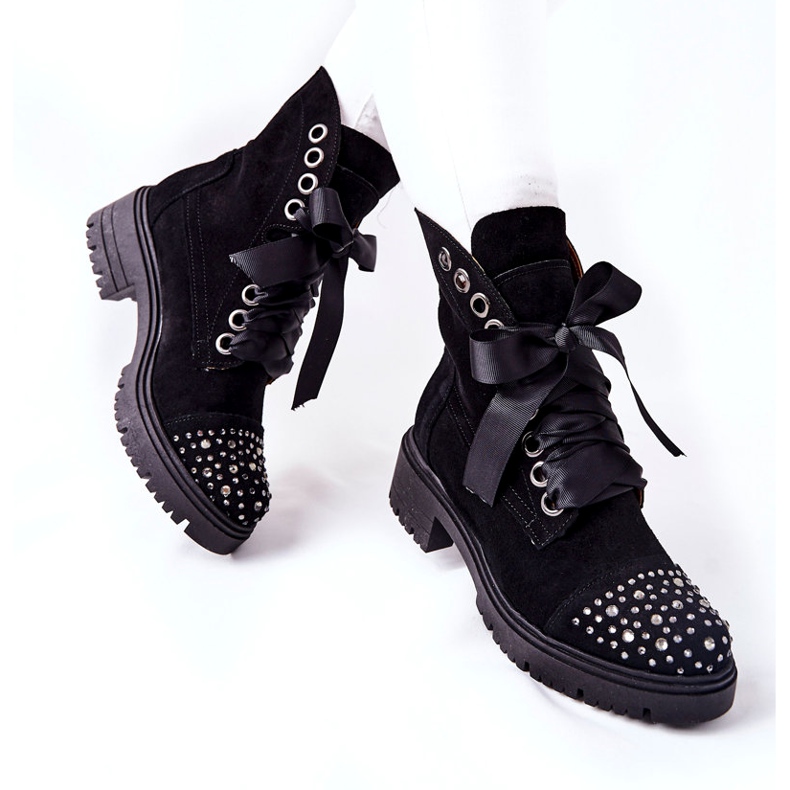 Suede Boots Workery Lewski Shoes Tied 3069 Black svart 2