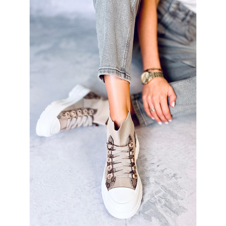 Reta Khaki ankelstrumpa sneakers beige brun 2