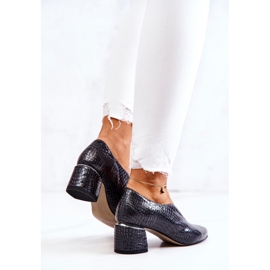 PA2 Läder Snakeskin Pumps Alissa Mörkgrå 1