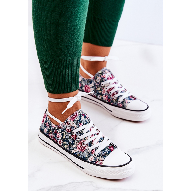 FS2 Låga Sneakers Med Gröna Desiree Blommor 2