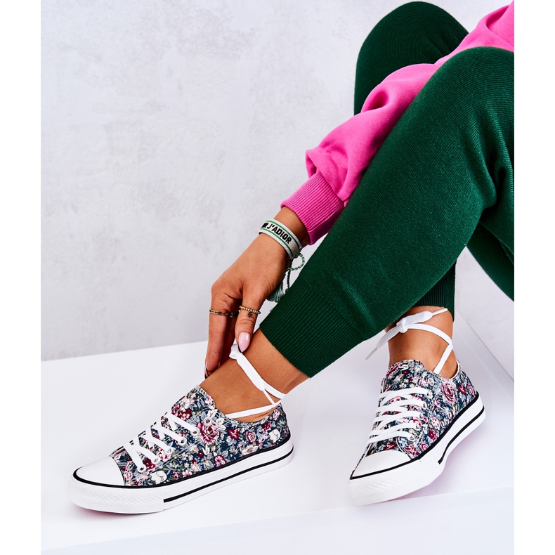 FS2 Låga Sneakers Med Gröna Desiree Blommor 1