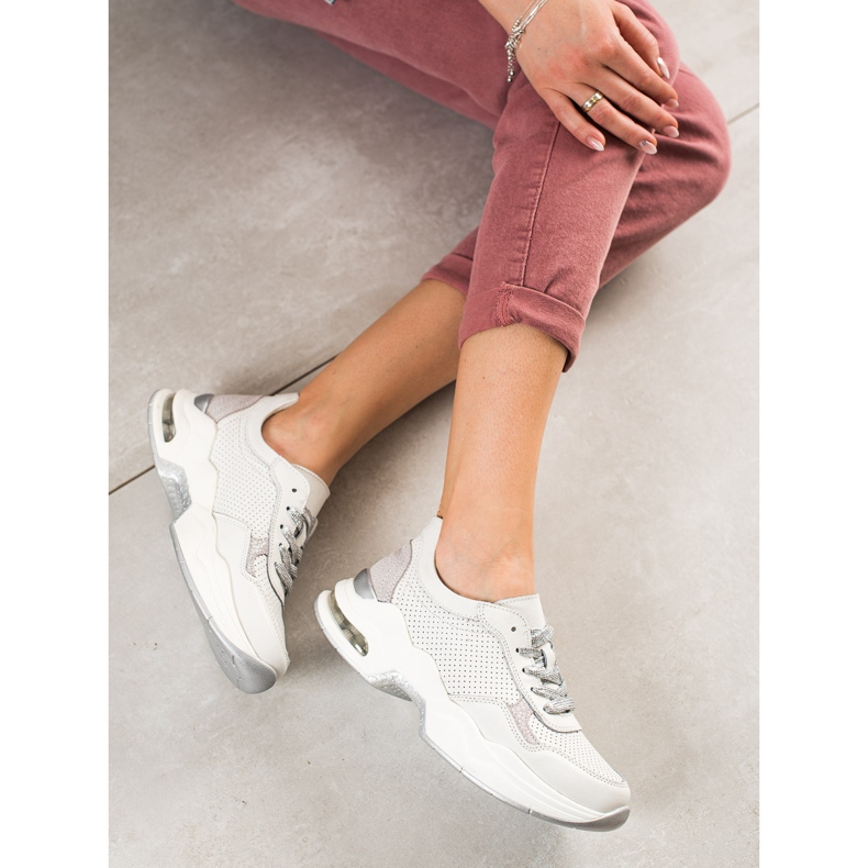 Goodin Openwork skinnskor vit silver- 2