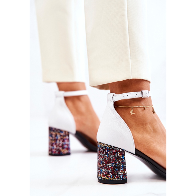 PA2 Lädersandaler På En Svart Och Vit Lorene Bar mångfärgad 1