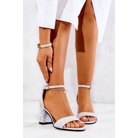 PA2 Lädersandaler På En Silver Lorene Bar silver- grå 1