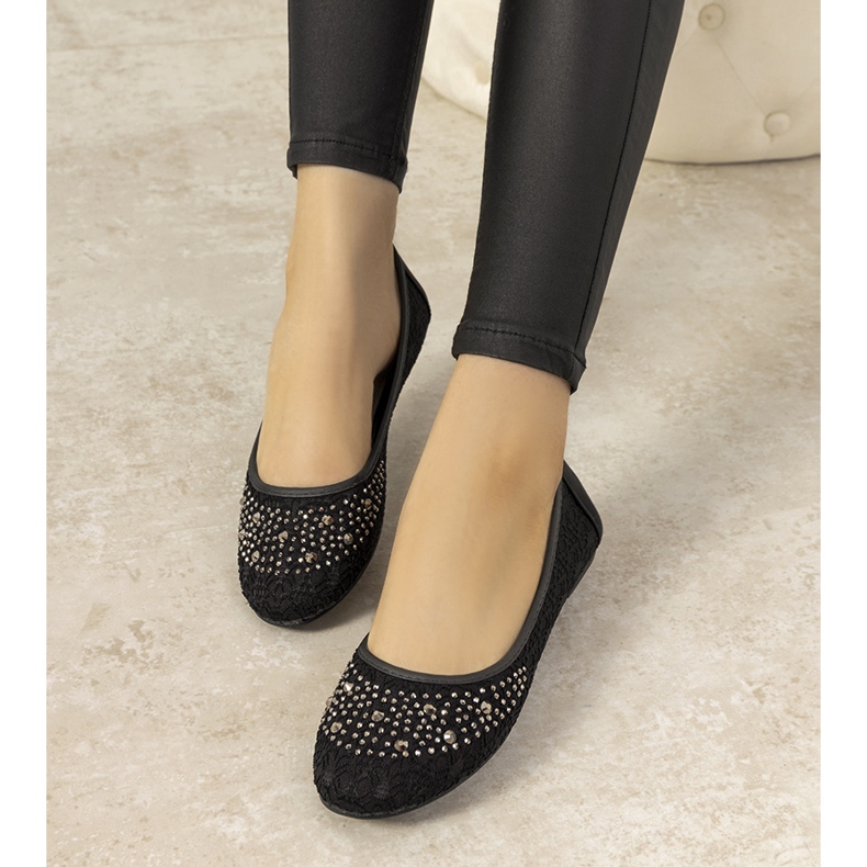 Rosa spetsballerinor med kubisk zirkoniumoxid från East Side svart 1