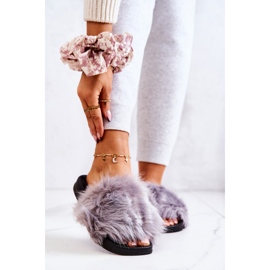 PM1 Tofflor Med Päls, Gummi Grå Pollie 2