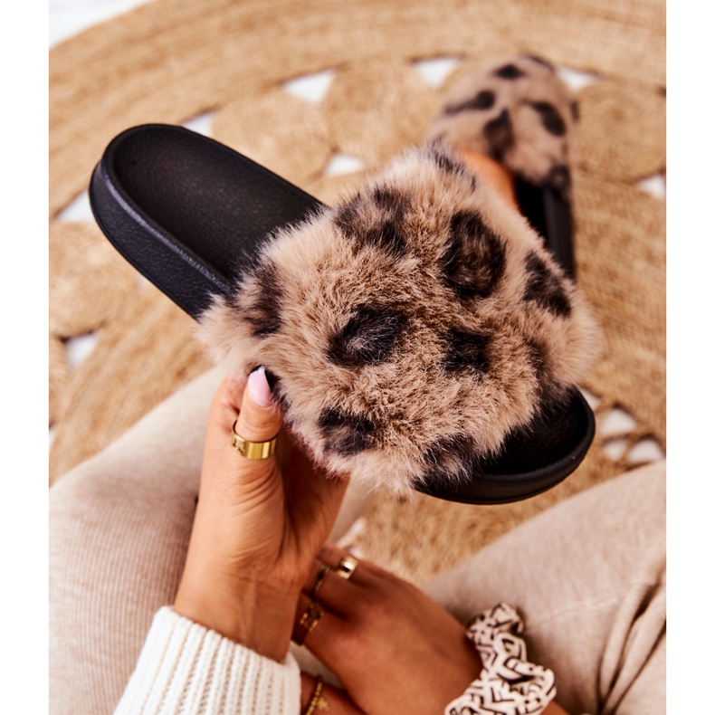 PM1 Tofflor Med Päls, Gummi Leopard Brun Noelle beige 1