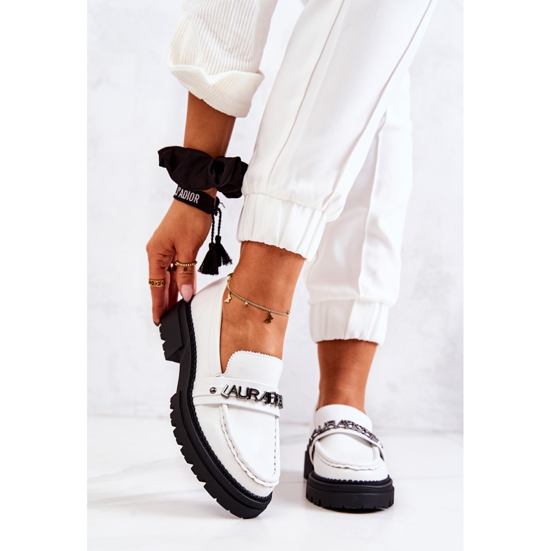 PL5 Läder Loafers Bokstäver La.Fi White Jenefer vit 2