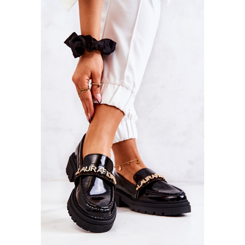 PL5 Lackade Loafers Bokstäver La.Fi Svart Jenefer 2