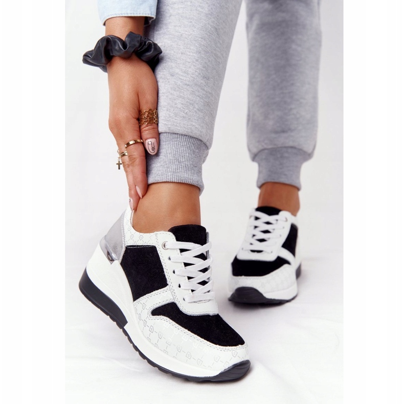 Leather Wedge Sneakers S.Barski Svart-Vit 3