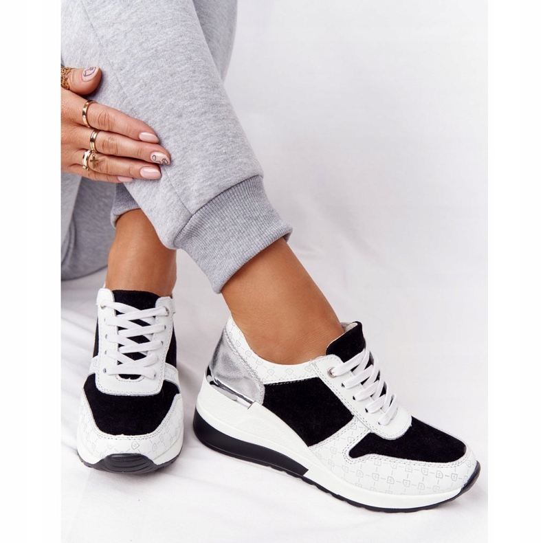 Leather Wedge Sneakers S.Barski Svart-Vit 4