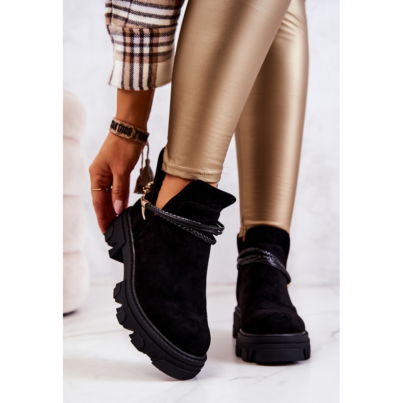 PS1 Arbetsstövlar i mocka med ränder Svart Moriah 1