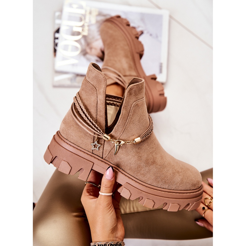 PS1 Arbetsstövlar i mocka med ränder Beige Moriah brun 1