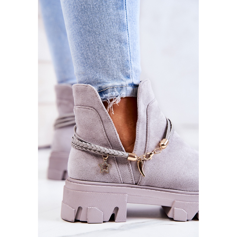 PS1 Arbetsstövlar i mocka med ränder Grå Moriah 1