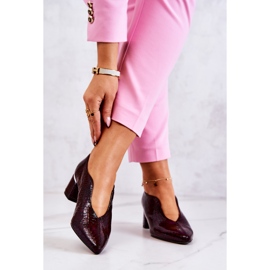 PA2 Läder Snakeskin Pumps Burgundy Alissa röd mångfärgad 2