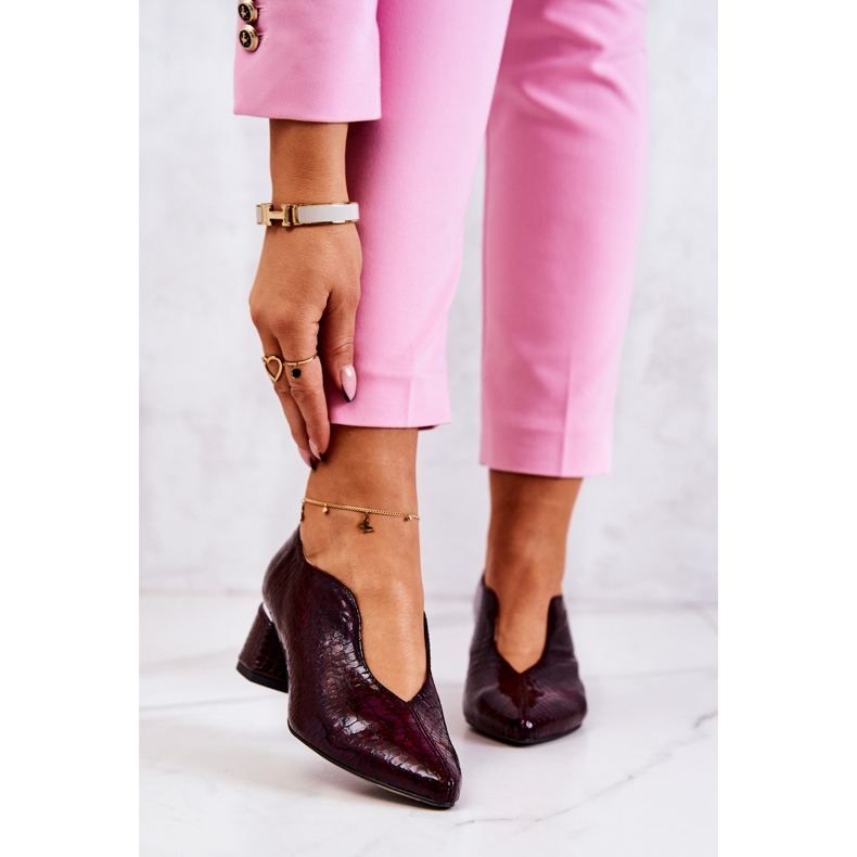 PA2 Läder Snakeskin Pumps Burgundy Alissa röd mångfärgad 1