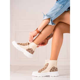 TRENDI Höga sportskor beige brun 1