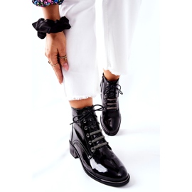 D&A Klassiska kvinnors varma stövlar lackerade svarta reflexer 2