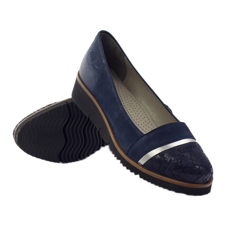 Edeo Women's Leather Navy Blue Pumps 2325 blå 3