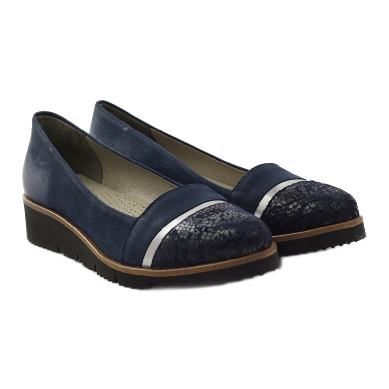 Edeo Women's Leather Navy Blue Pumps 2325 blå 4