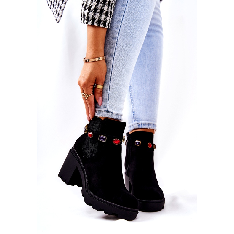 SEA Kvinnors stövlar på häl med kristaller svart Macbeth 3