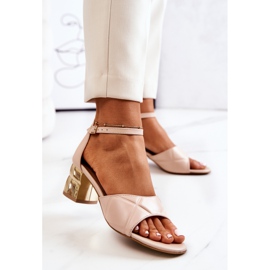 Lewski Shoes Lädersandaler På Stång Lewski 3027 Beige gyllene 2