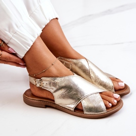 Lewski Shoes Lädersandaler Lewski 3019 Golden gyllene 1