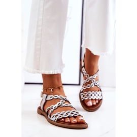 Lewski Shoes Genombrutna sandaler i läder Lewski 3022 Silver 1