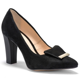 Marco Shoes 1008P svarta velourpumpar med utsmyckning 2