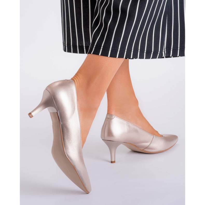 Marco Shoes Bekväma och klassiska 1039P platina stiletter med låga klackar gyllene 2