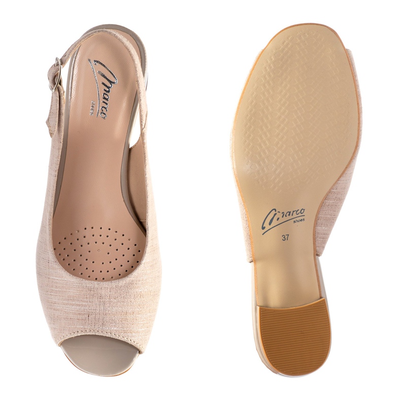 Marco Shoes Beige sandaler 0891P med silverpläd 1