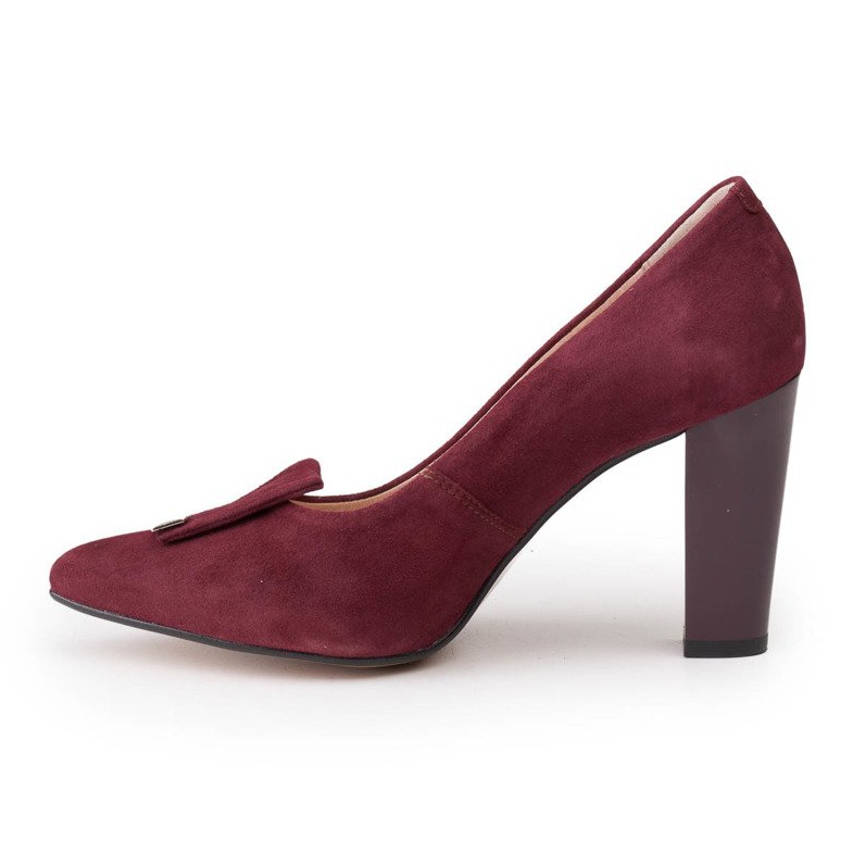 Maroon velour pumps Marco Shoes 1008P med en utsmyckning röd 2