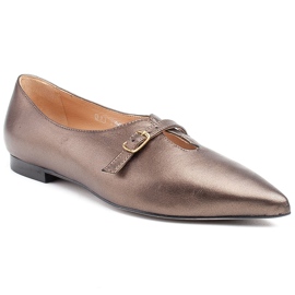 Marco Shoes Smala 1332P metalliska ballerinor med rem brun 1