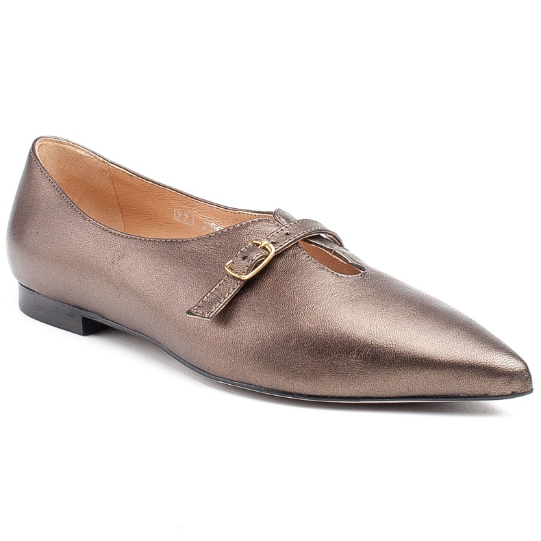Marco Shoes Smala 1332P metalliska ballerinor med rem brun 1