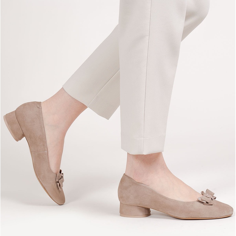 Marco Shoes Eleganta 1811P beige ballerinor med rosett 2