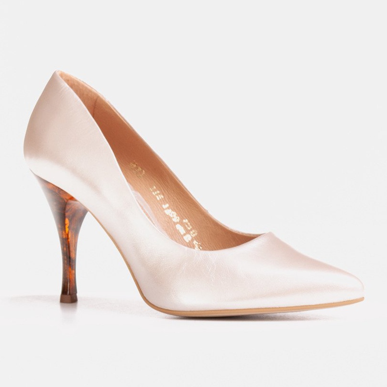 Marco Shoes 1599P beige stilettos med rav häl 1