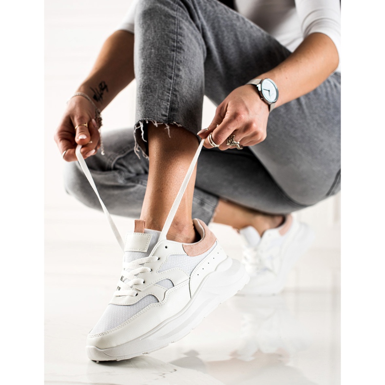 TRENDI Snygga sneakers med glitter vit 2