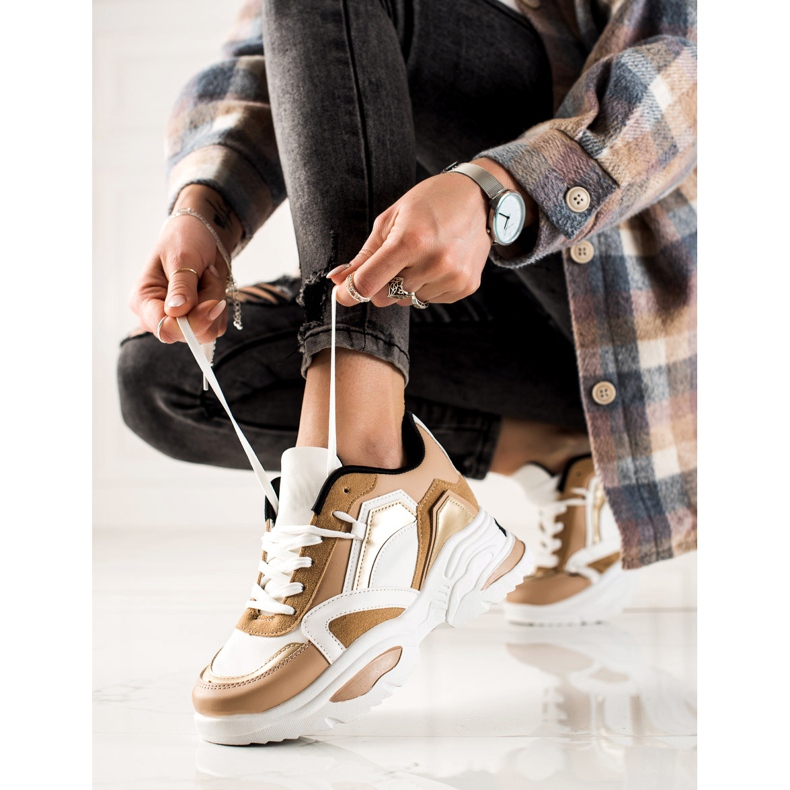 TRENDI Mode sneakers vit brun 1