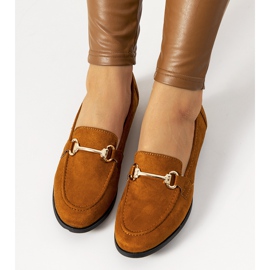 Tracy bruna loafers med platt klack gul 1