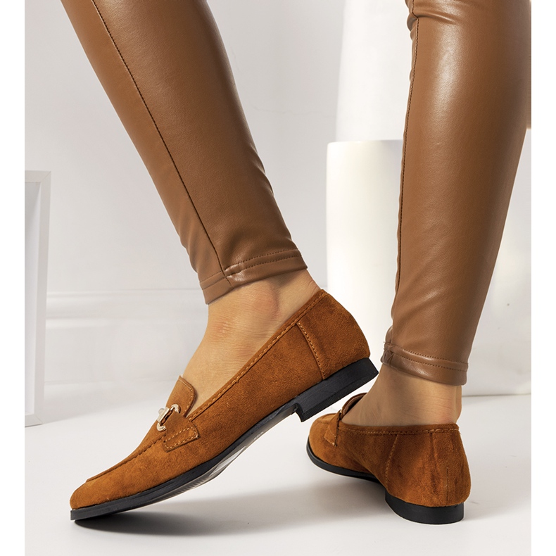 Tracy bruna loafers med platt klack gul 2