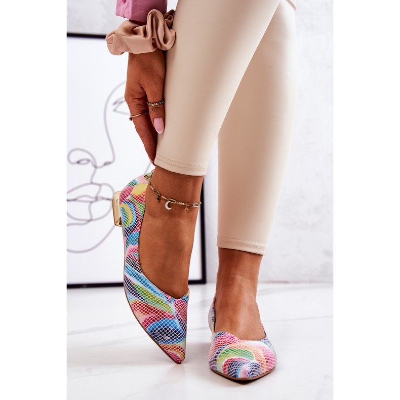 Ballerinor för damer Laura Messi Leather Rainbow 2193 mångfärgad 2