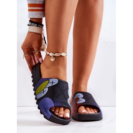 PS1 Svarta monstertryckta gummitofflor marinblå 2