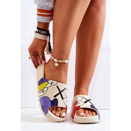 PS1 Tryckta gummitofflor Beige Monsters 2