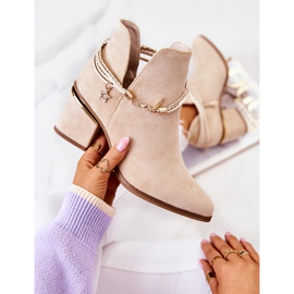 PS1 Inessa Beige Cowboystövlar i mocka med ränder 1